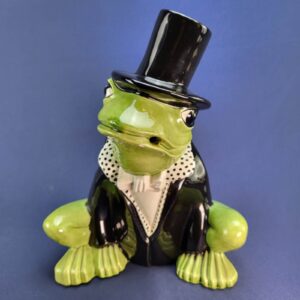 Vintage Hobbyist Ceramic Frog 1970 Arnel's Bow Tie Top Hat Tall Figurine - #420
