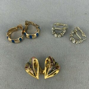 3 Vintage Pairs Of Clip On Earrings