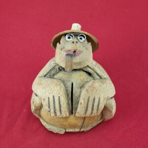 Vintage Hand-Crafted Humorous Coconut Monkey Bank Figurine with Pipe