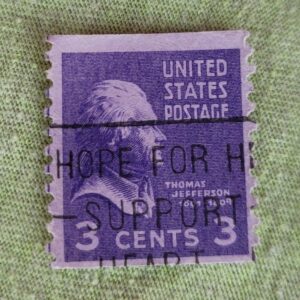 Vintage US 3 Cent Thomas Jefferson Stamp - Purple / Violet