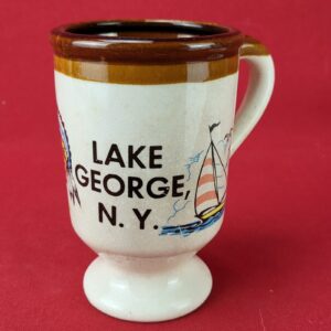 Souvenir Coffee Mug Lake George NY Native American & Sailboat Themed