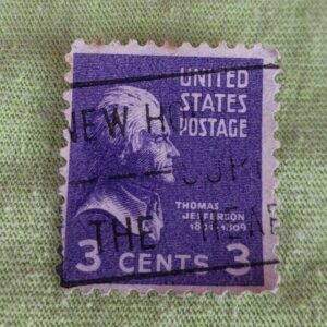 Vintage US 3 Cent Thomas Jefferson Stamp - Purple / Violet