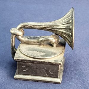 Vintage Miniature Dollhouse Furniture Gramophone Pewter Decor Figurine