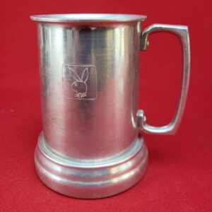 Vintage Aluminum Metal Glass Bottom Playboy Bunny Beer Tankard Stein Mug Cup