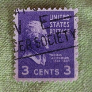Vintage US 3 Cent Thomas Jefferson Stamp - Purple / Violet