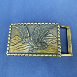 Vintage American USA Bald Eagle & Mountains Brass Belt Buckle