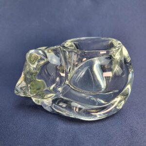 Crystal Clear Glass Sleeping Curled Cat Kitten Candle Holder Votive Tea Light