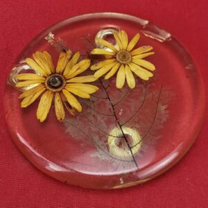 Vintage Lucite Resin Pressed Flower Wildflower Trivet Hot Plate Decor