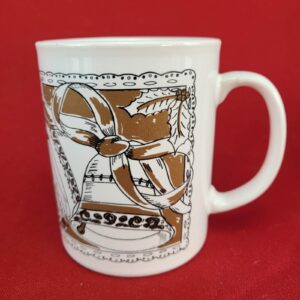 Staffordshire Vintage Ceramic Coffee Mug with Christmas Bell Design - England