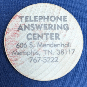 Vintage Telephone Answering Center Memphis Tennessee Wooden Nickel Token