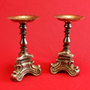 Pair of Rubel Baroque Pillar Candlestick Holder Silvertone Home Decor 7.5”