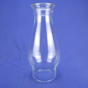 Vintage 3" X 8 1/4" Glass Oil Lamp Chimney – Fluted Rim & Clear Glass Beaded Top