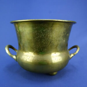 Vintage Made in India 4.5" Brass Planter  w/ Handles and 3 Feet *Dented*
