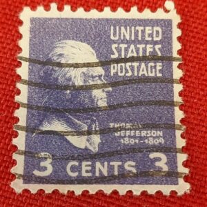 Vintage US 3 Cent Thomas Jefferson Stamp - Purple / Violet