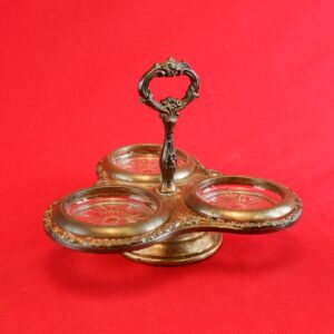 Vintage Genuine Sheridan Silver Co. Condiment Holder Table Caddy w/Glass Inserts