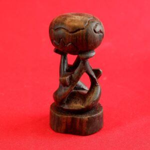 Vintage Hand Carved Wooden Unity Figurine 3 people Holding Earth