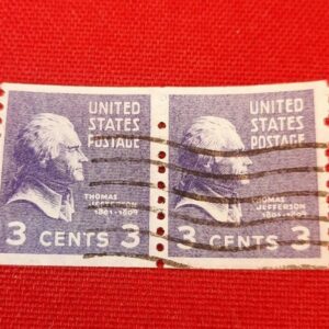 Vintage US 3 Cent Thomas Jefferson Stamp - Purple / Violet - Lot of 2 Duo