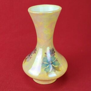 Beautiful Floral Design Iridescent Vintage Ceramic Vase Signed R.K. 1980