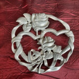 Pewter Rose Trivet, Signed Lindsay Clairs'