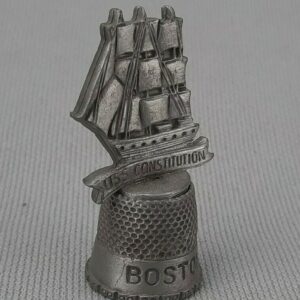 Vintage Pewter Thimble USS Constitution Ship Boston Mass.