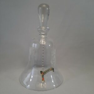 Elegant Etched Glass Bell with Decorative Handle and Tag