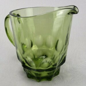Vintage Hazel Atlas Depression  Avocado Green Glass Pitcher/Thumbprint Pitcher