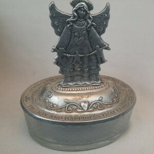 2002 Carson Glass Dish with Pewter Lid and Angel