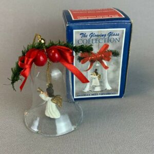 The Glowing Glass Collection Hand-Painted Angel Figurine in Holiday Glass Bell