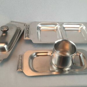 Vintage International Decorator 4 Piece Condiment Set Stainless 18/8 Mid Century