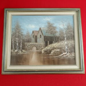 The Old Mill - Large Vintage Framed Oil Painting by F. Richmond 16" x 20"