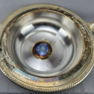 Vintage Steel Chafing Dish with Wooden Handle