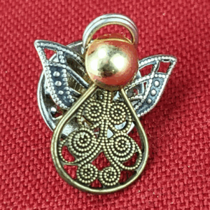 Vintage Ornate Gold and Silver Tone Angel Lapel Pin Tie Tack