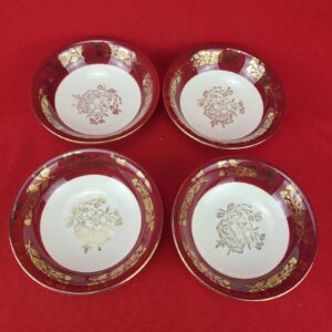 Vintage Set of 4 Homer Laughlin Eggshell Red Finger Bowls - RARE Pattern
