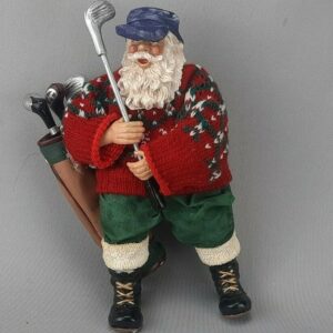 Vintage Band Creations - Cloth & Resin Golf Santa Claus with Clubs & Golf Bag