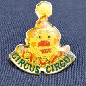 Vintage Circus Circus Clown Gold Tone Enamel Lapel / Tie Pin