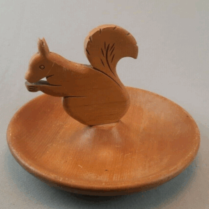 Vintage SITKA SPRUCE - Wooden Nut Bowl Squirrel by POSEY