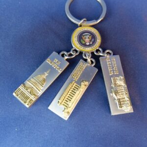 Presidential Souvenir Keychain with U.S. Capitol- White House - Lincoln Memorial