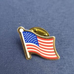 Vintage American Flag Lapel Pin Gold Tone with Epoxy Inlay