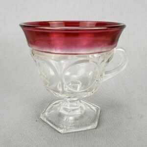 Vintage Indiana Glass Lexington Cranberry Ruby Thumbprint Cups Punch Tea