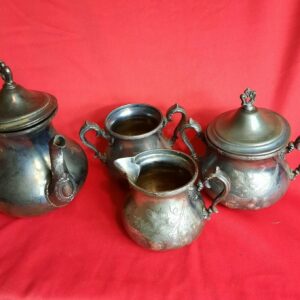 Quadruple Plate, Embossed, Antique Webster Tea Set (Set of 4)