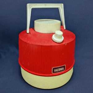 1970's THERMOS 1-Gallon Pour Spout Jug Red & White Plastic USA
