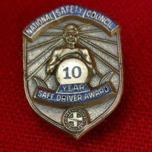 National Safety Council 10 Year Safe Driver Award Pin with Screw Back