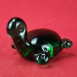 Paperweight Murano Style Hand Blown Art Glass Turtle Figure Clear Green