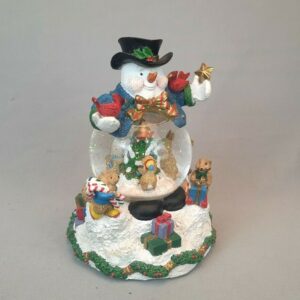 Vintage Ceramic Snowman Christmas Globe with Lights