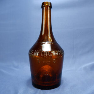 Empty Vintage Brown Amber Thick Glass B & B Benedictine Bottle Bell Shaped 10"