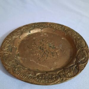 Antique Hand Crafted Spun Floral Etched Brass Plate from India