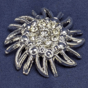 Vintage Silver Tone Floral Sun Burst Rhinestone Brooch Pin