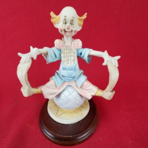 Vintage Summit Collection Clown Figurine with Wooden Base 522-254-0