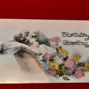Antique Floral Design 1912 Birthday Greeting Unused Postcard