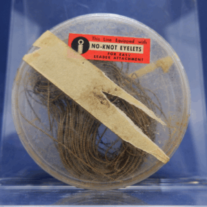 Vintage Early 1950s No-Knot Eyelets Fishing Line (Missing Eyelets) w/Container